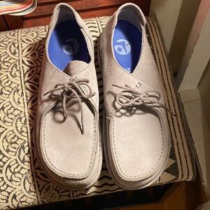 Birkenstock Men’s Suede Chukka Boots in Taupe with Blue Insole